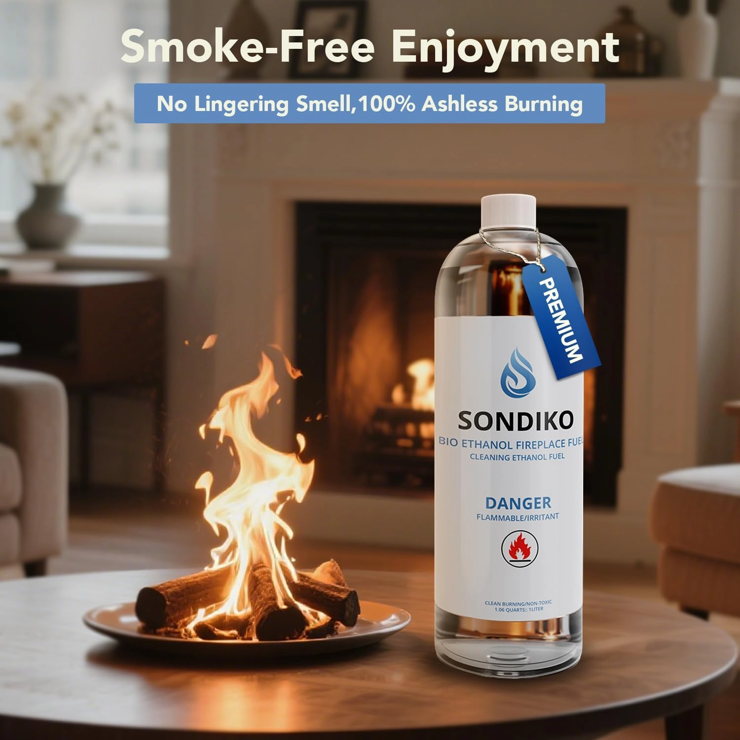 Sondiko Bio Ethanol Fuel for Table Top Fire Pit, Clean Burning Sustainable, Smokeless Fuel for Fireplaces, Fire Pits, Stoves and Burners.