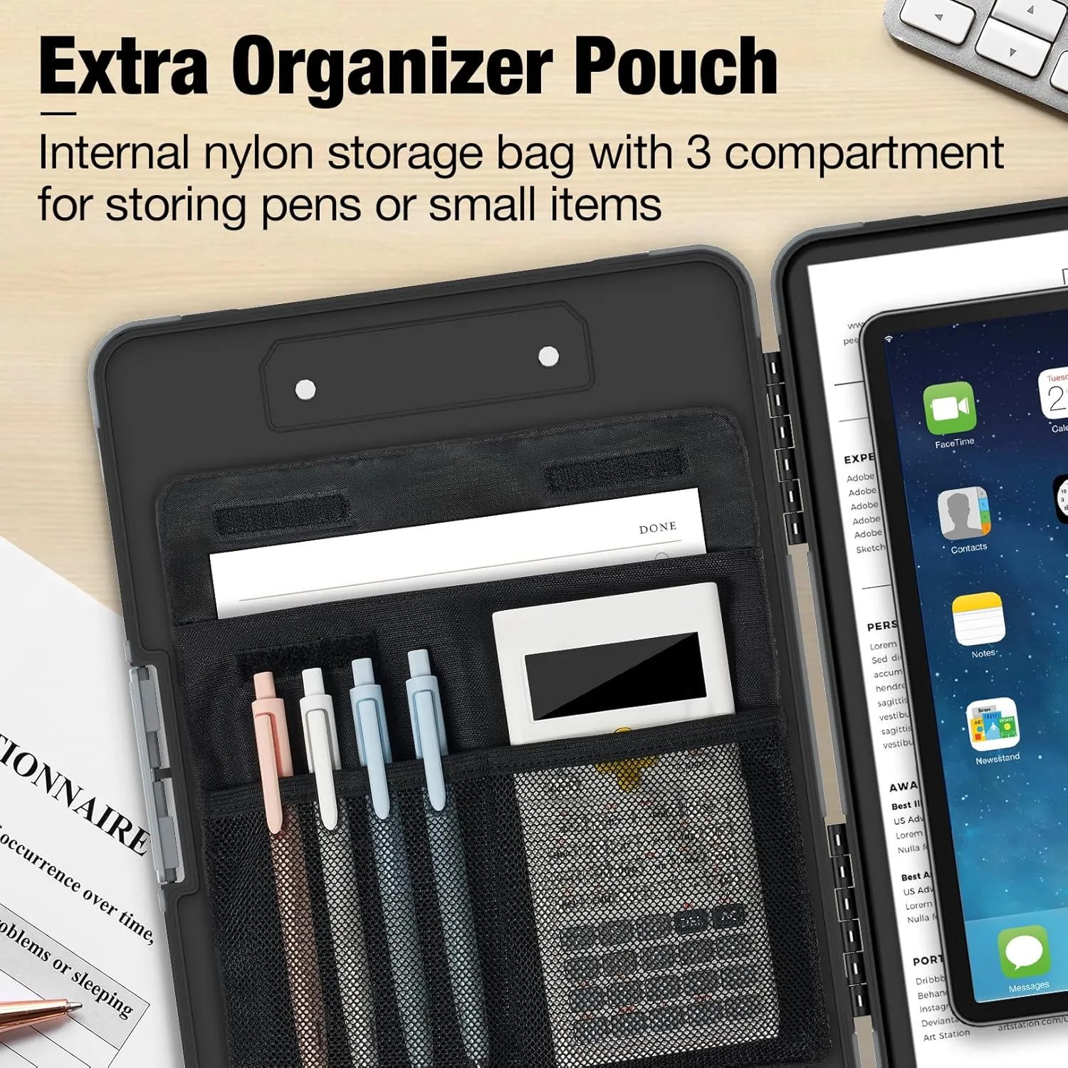 Sooez Toughest Clipboard with Storage, Internal Pen Pouch Included, Letter/ A4 Size, Shockproof Heavy Duty Plastic Clip Boards 8.5x11”, High Capacity Clipboards Box Case for Contractor Trucker Driver
