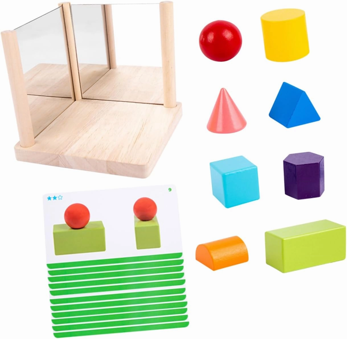 Sosoport 1 Set Geometric Shape Cognitive for Educational Mirror Plaything Shape Blocks for Early Learning Logical Thinking for Young