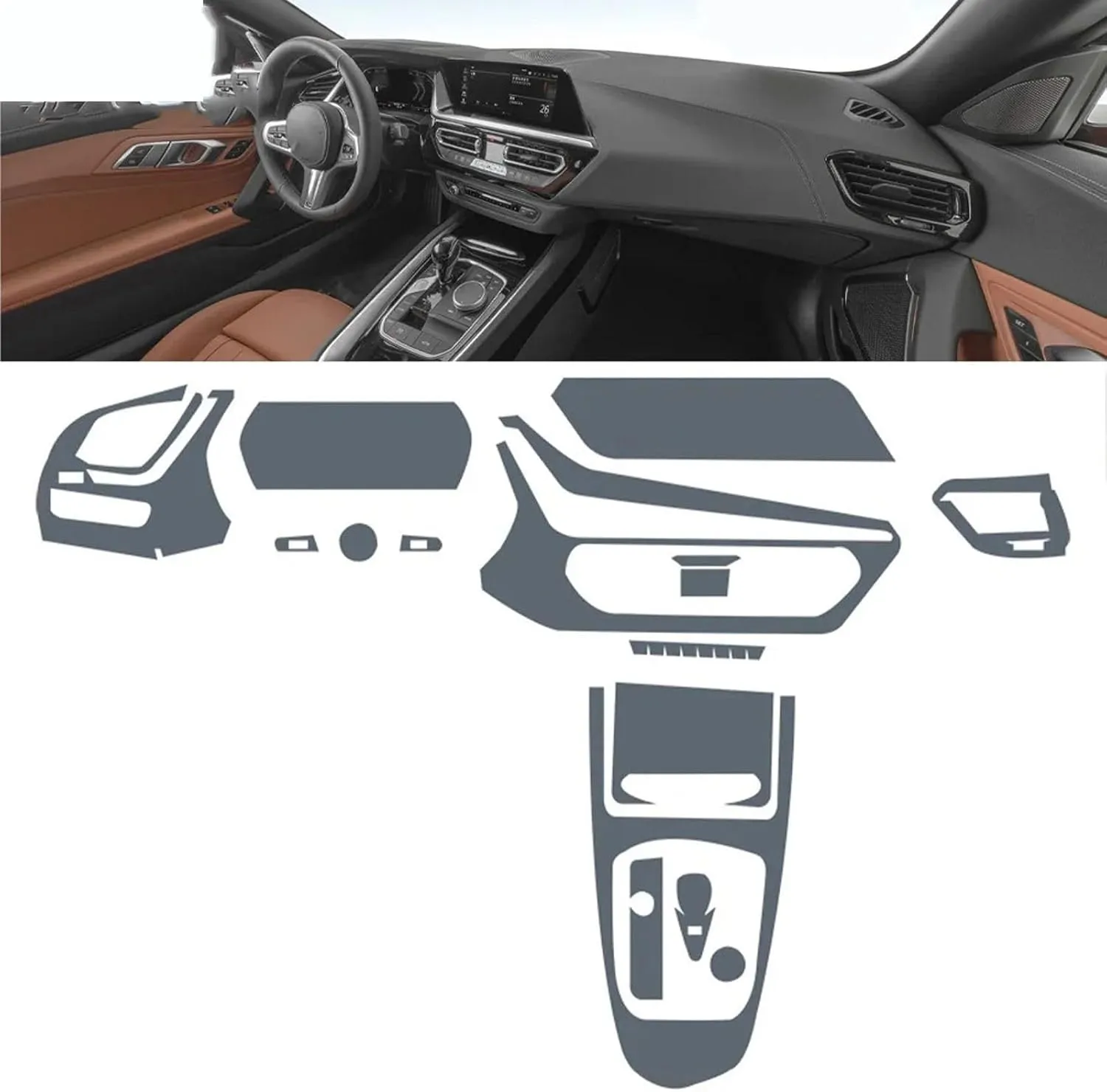 SPANN Car Interior Central Console Gear Panel Navigation Screen TPU Protector Film, Fit For BMW Z4 G29 2019-2023 Accessories