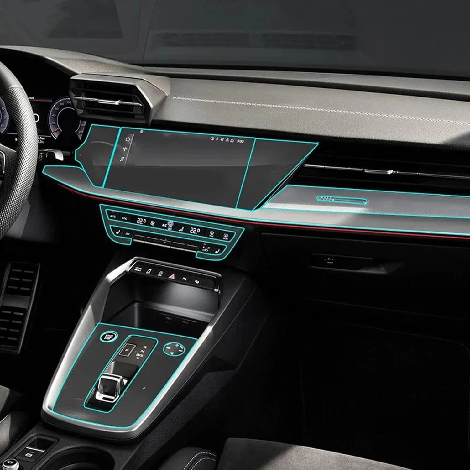 SPANN Car Interior Central Console Gear Panel Navigation Screen TPU Protector Film, Fit For Audi A3 8Y S3 2021 2022 Accessories