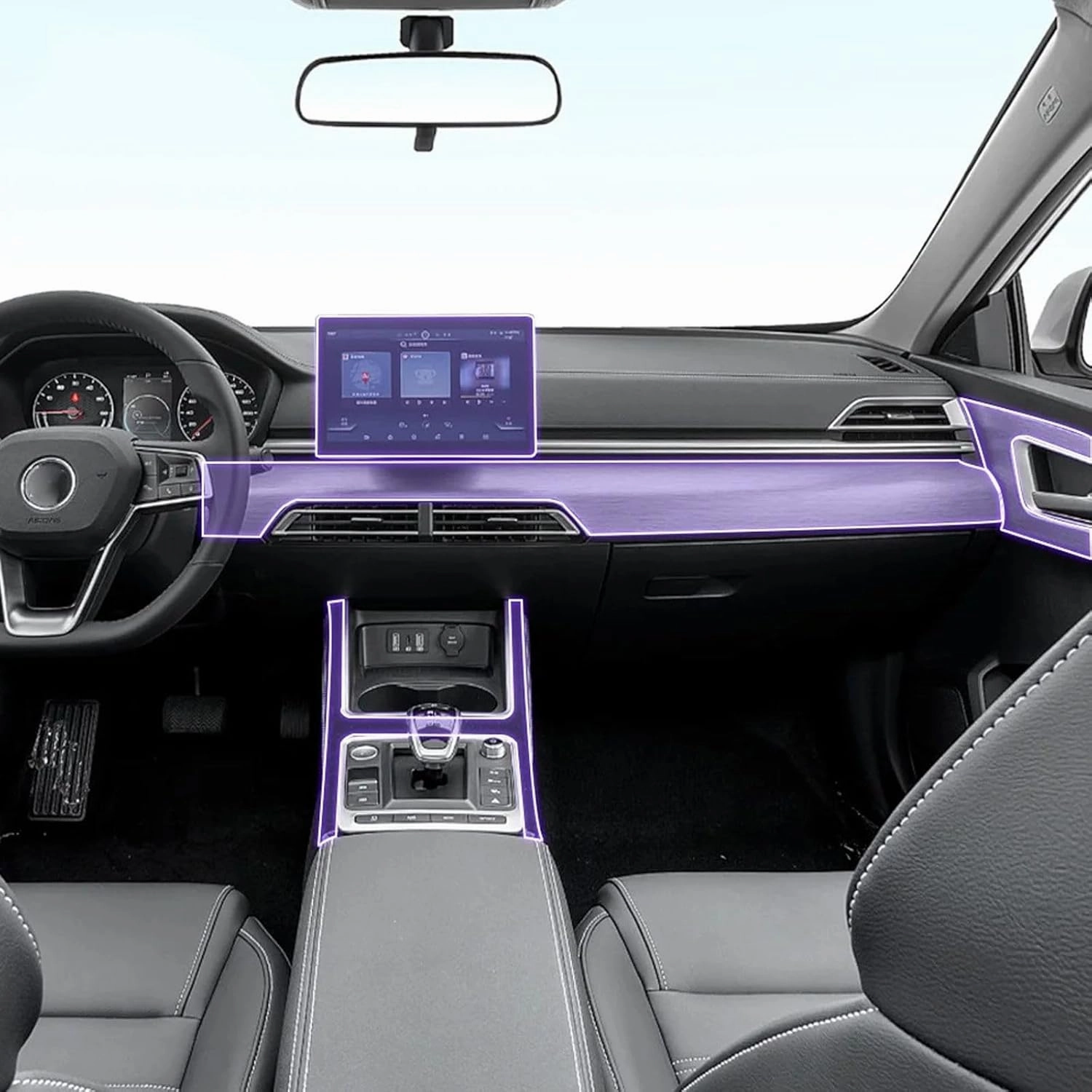 SPANN Car Interior Central Console Gear Panel Navigation Screen TPU Protector Film, Fit For BYD Qin EV 2019-2022 Accessories