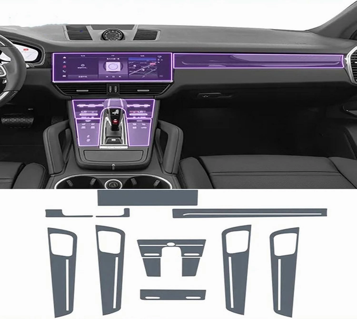 SPANN Car Interior Central Console Gear Panel Navigation Screen TPU Protector Film, Fit For Porsche Cayenne 2018-2023 Accessories