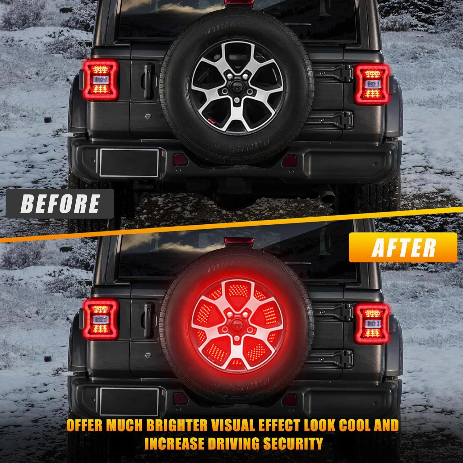 Spare Tire Brake Light for 2018-2025 Jeep Wrangler JL JLU Accessories, 405PCS LED Super Bright 3rd Third Brake Light, Plug & Play Wheel Light Red Ring Tail Light Easy Install Rear Brake Light