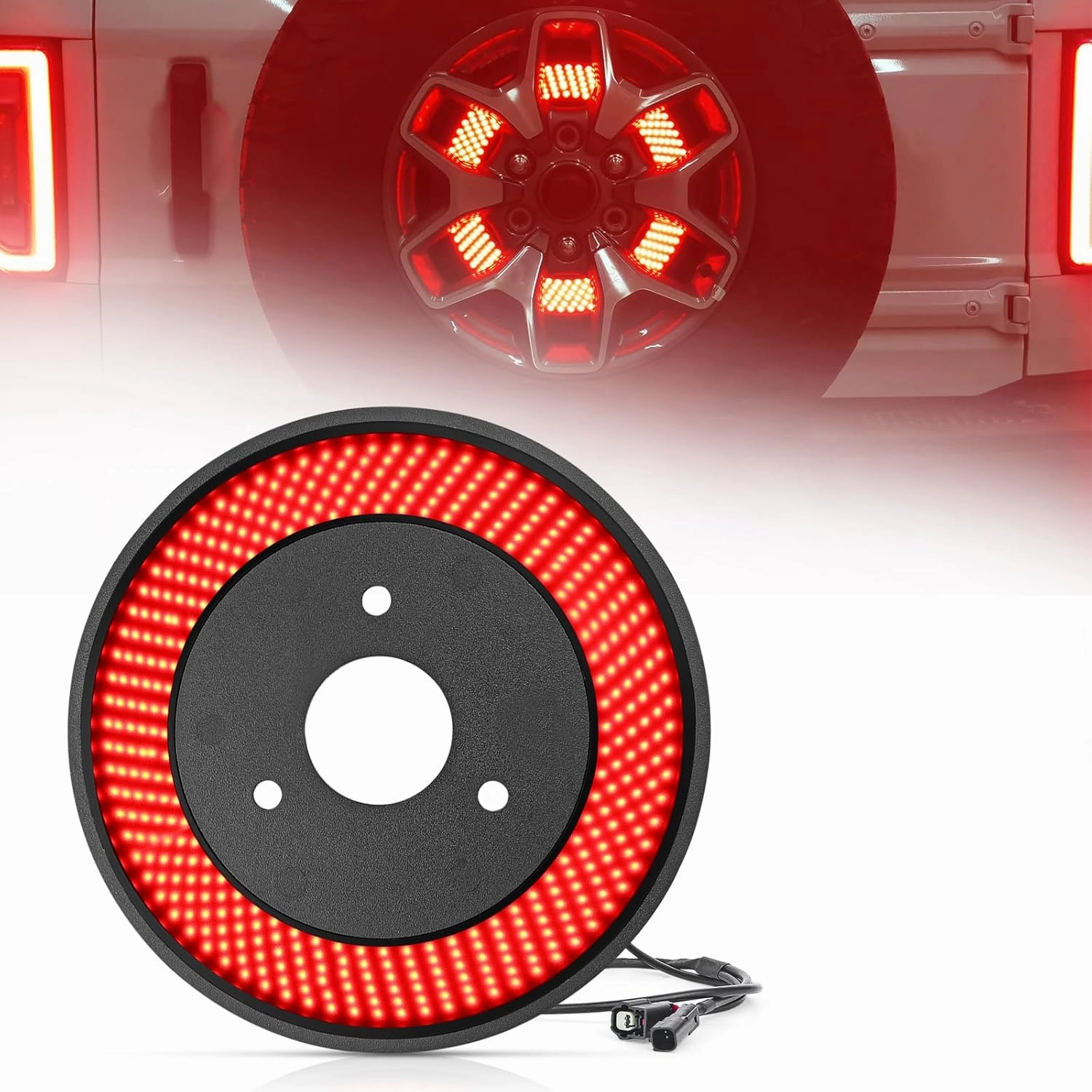 Spare Tire Brake Light for Ford Bronco 2021 2022 2023 2024 2/4 Doors, Plug & Play 3rd Third Brake Light, 405PCS LED Rear Wheel Light Super Bright Red Brake Tail Light for Bronco Accessories