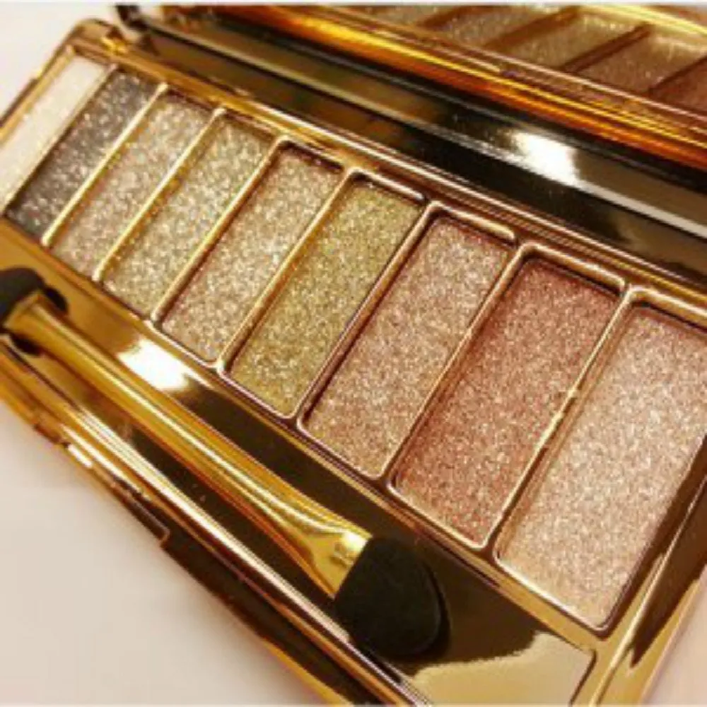 Sparkle Gold Glitter Eyeshadow Palette - 9 Color Shimmer Makeup Palette & Cosmetic Brush Set - Highly Shining Pigmented Diamond Eyeshadow - US SHIPPING (1pc)