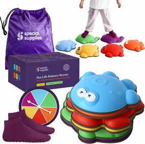 Special Supplies Stepping Stones for Kids - Set of 6 Balance Blocks - Indoor/Outdoor Play - Child Safe Rubber, Non-Slip Edging - Promotes Coordination, Balance, Strength