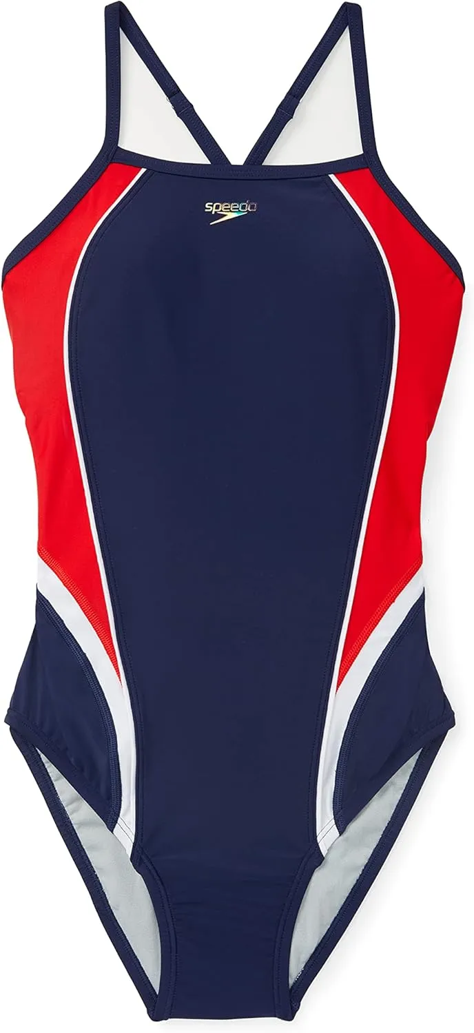 Speedo Women's Swimsuit One Piece Quantum Splice Thin Strap High Cut Solid