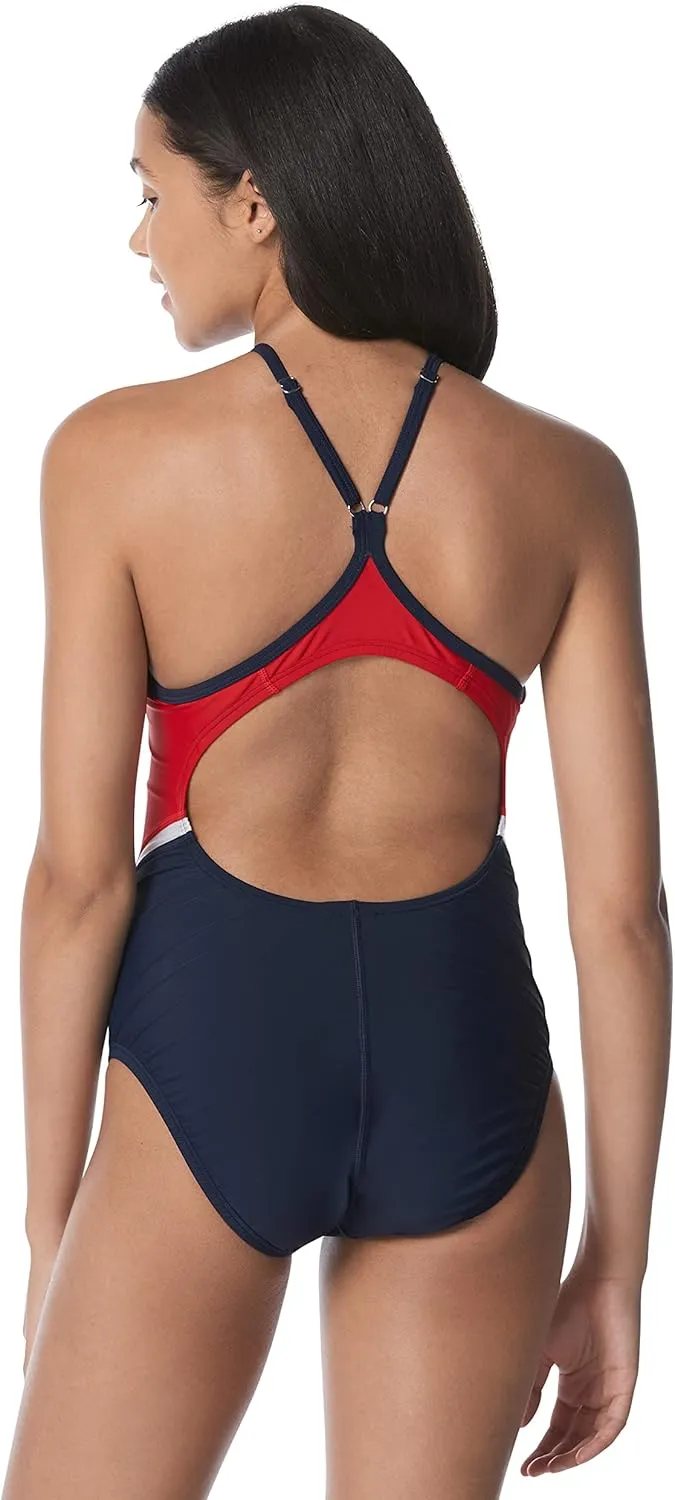 Speedo Women's Swimsuit One Piece Quantum Splice Thin Strap High Cut Solid