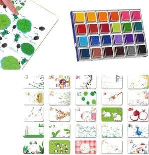 Sponge Finger Painting Kit - Fingers Painting For Toddler With 12/24 Colors Ink Pad, Washable Kids Fingers Paint | Art Tool Set For School Classroom Party Craft Decoration