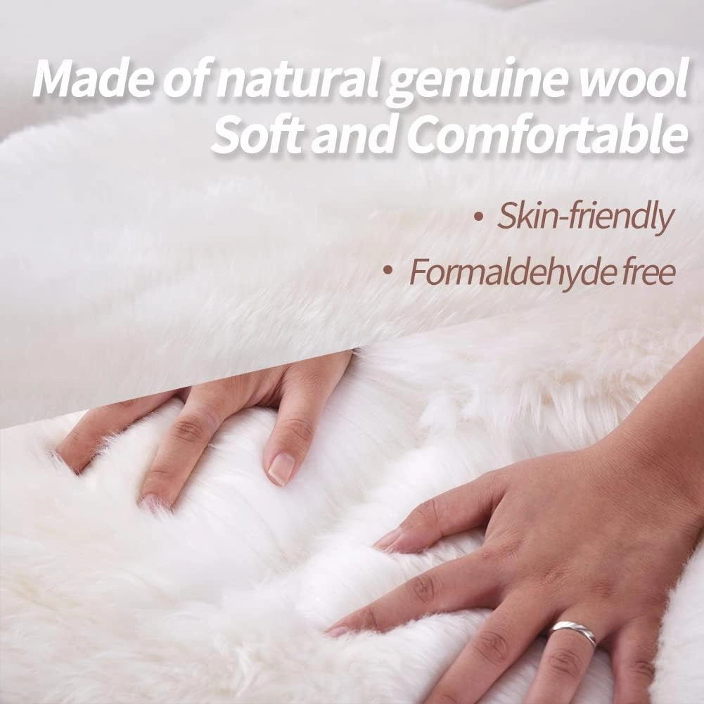 Square Fur Sheepskin Chair Cover Seat Cushion Pad Super Soft Area Rugs for Living Bedroom Sofa 18" x 18" (Gray Tip, 18" x 18" (Pack of 1))