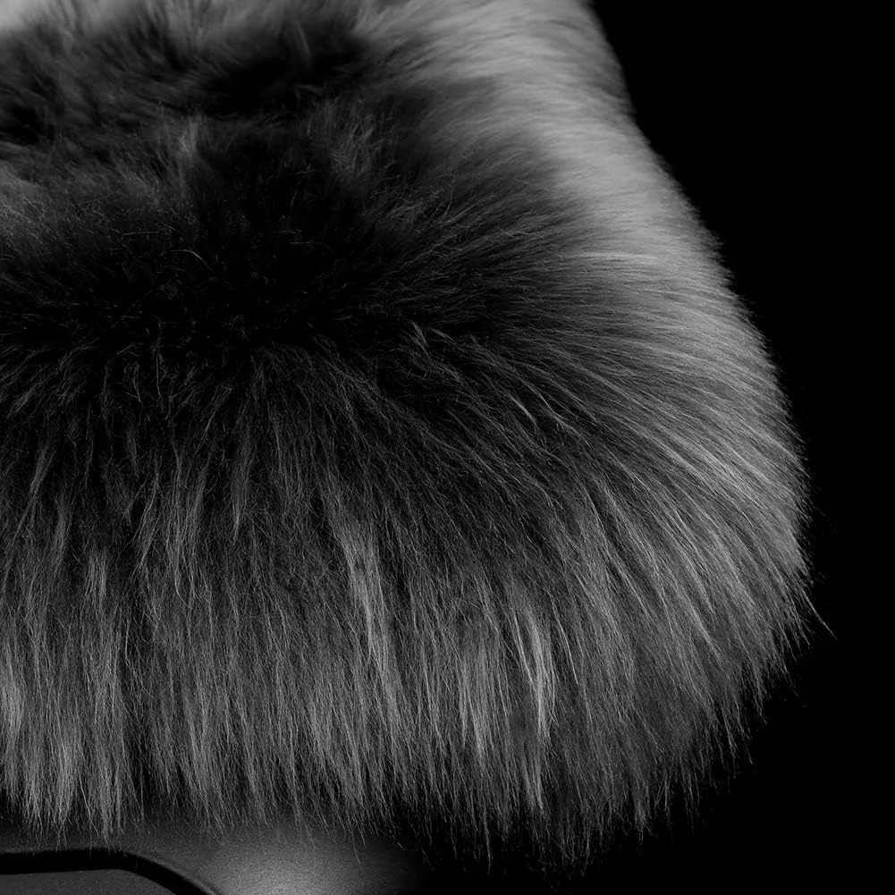 Square Fur Sheepskin Chair Cover Seat Cushion Pad Super Soft Area Rugs for Living Bedroom Sofa 18" x 18" (Pack of 1), Dark Gray