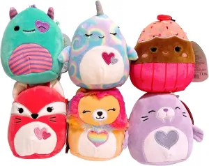 Squishmallows Kellytoy 2023 Valentines Squad 5" Set of 6 Mini Plush Doll Toy (Assortment D)