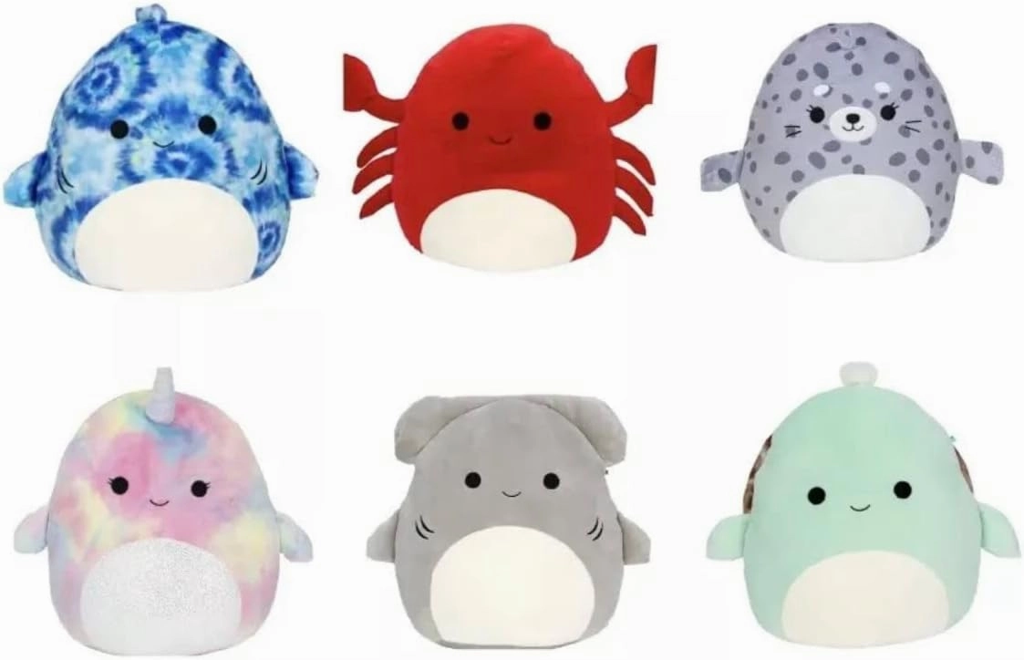 Squishmallows Set of 6 Kellytoy Assorted Sealife Animals 5" Mini Plush Dolls