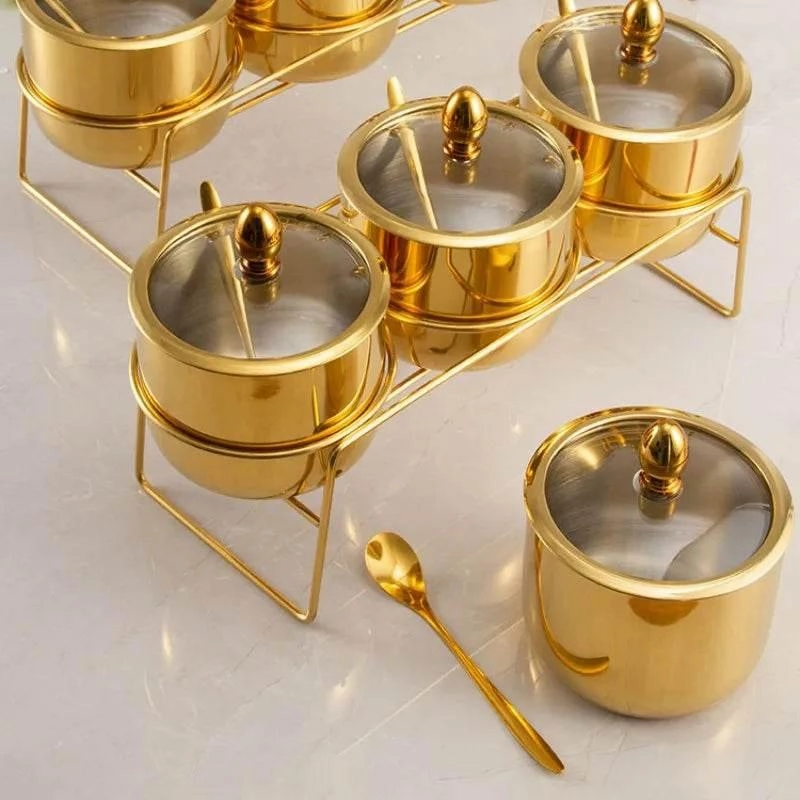 Stainless Steel Spice Jars Set - Kitchen Storage for Sugar Salt  BBQ Accessories