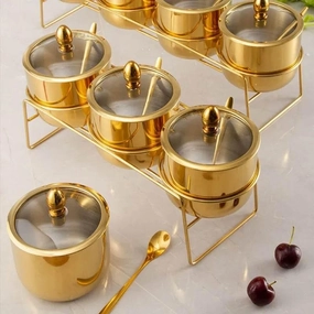 Stainless Steel Spice Jars Set - Kitchen Storage for Sugar Salt  BBQ Accessories