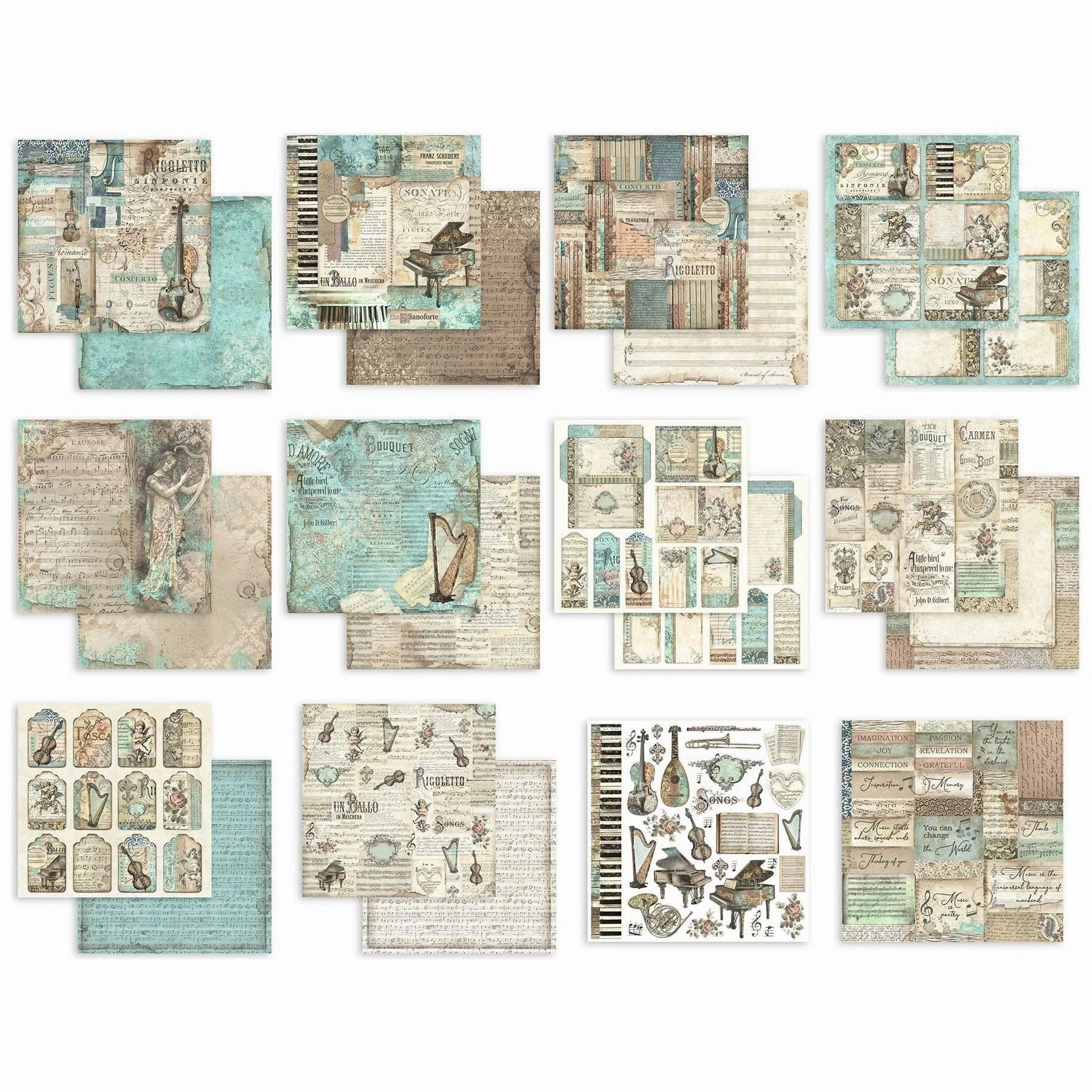Stamperia, Double-Sided Paper Pad 8"X8" 10/Pkg, Music