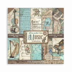 Stamperia, Double-Sided Paper Pad 8"X8" 10/Pkg, Music