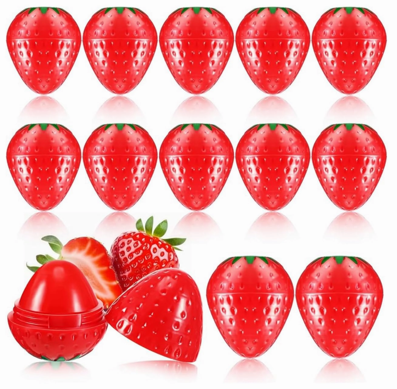 Strawberry Shaped Moisturizing Lip Balm, Magic Your Life, 12 Pack, Red
