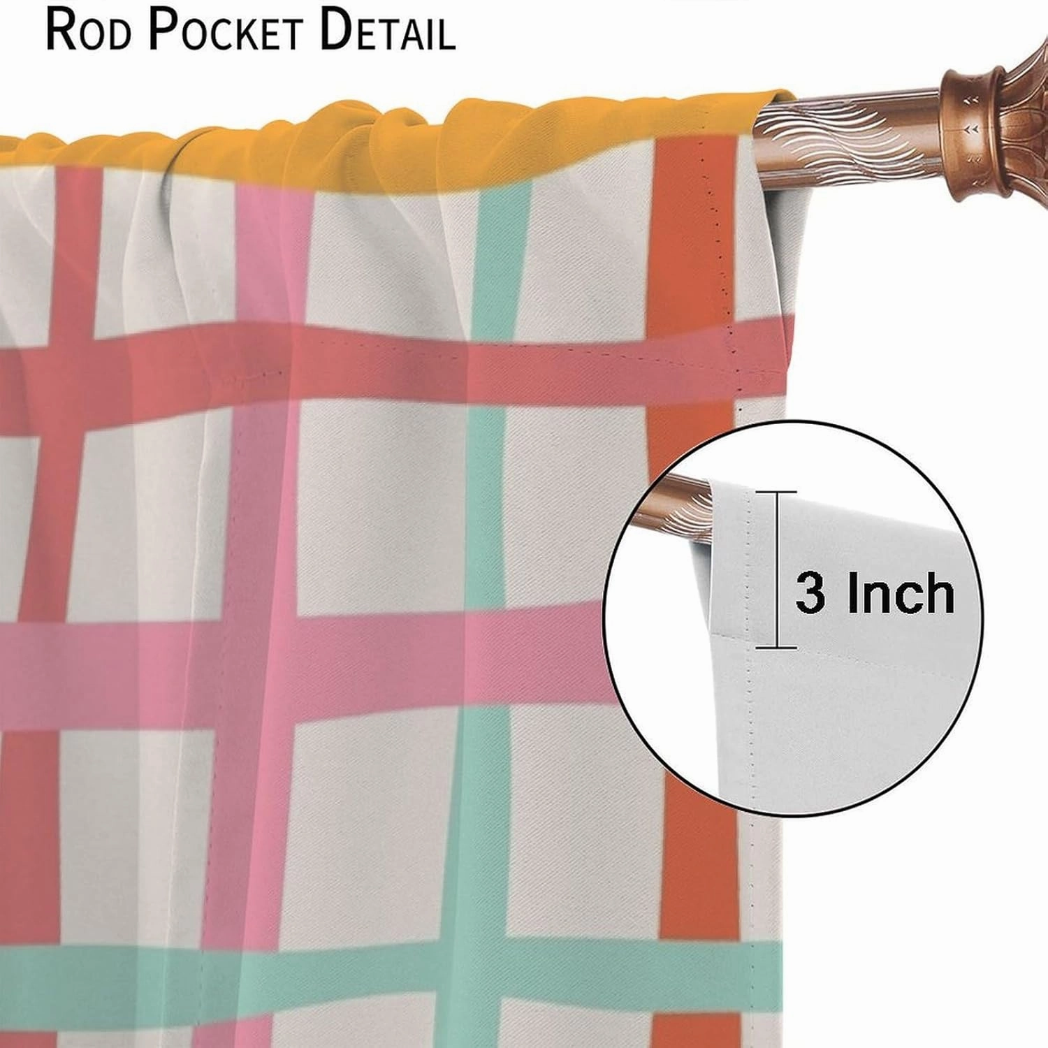 Stripes Wavy Plaid Curtains Rainbow Mid Century Modern Minimalist Geometry Kids Blackout Window Drapes for Bedroom Living Room Kitchen Cafe Decor （W31.5xL72 Inch） x2 Panels