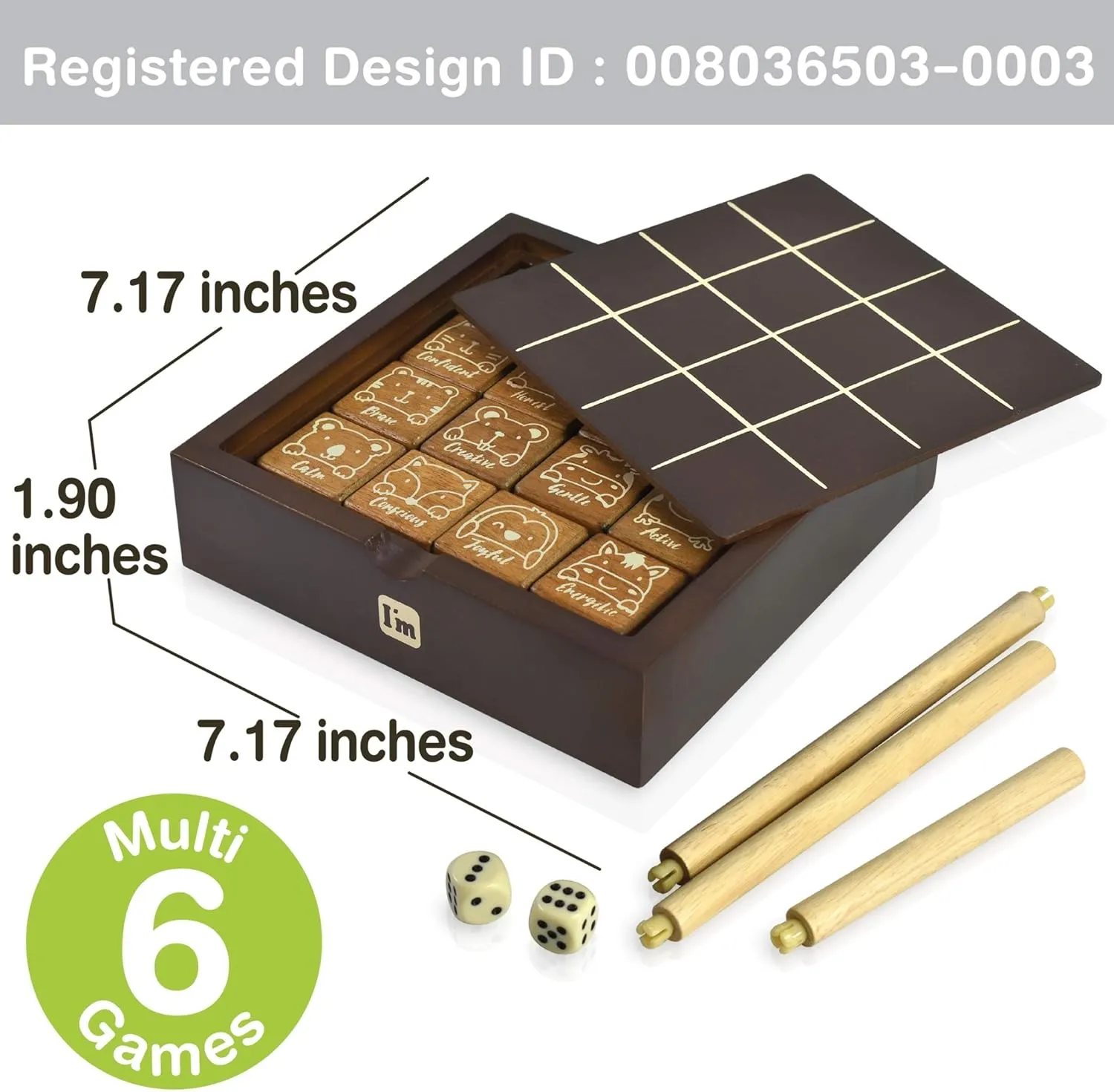 Super SIX : Wooden Multi Board Game: Tic Tac Toe   Shut The Block   15 Number Sliding Puzzles for Kids and Family