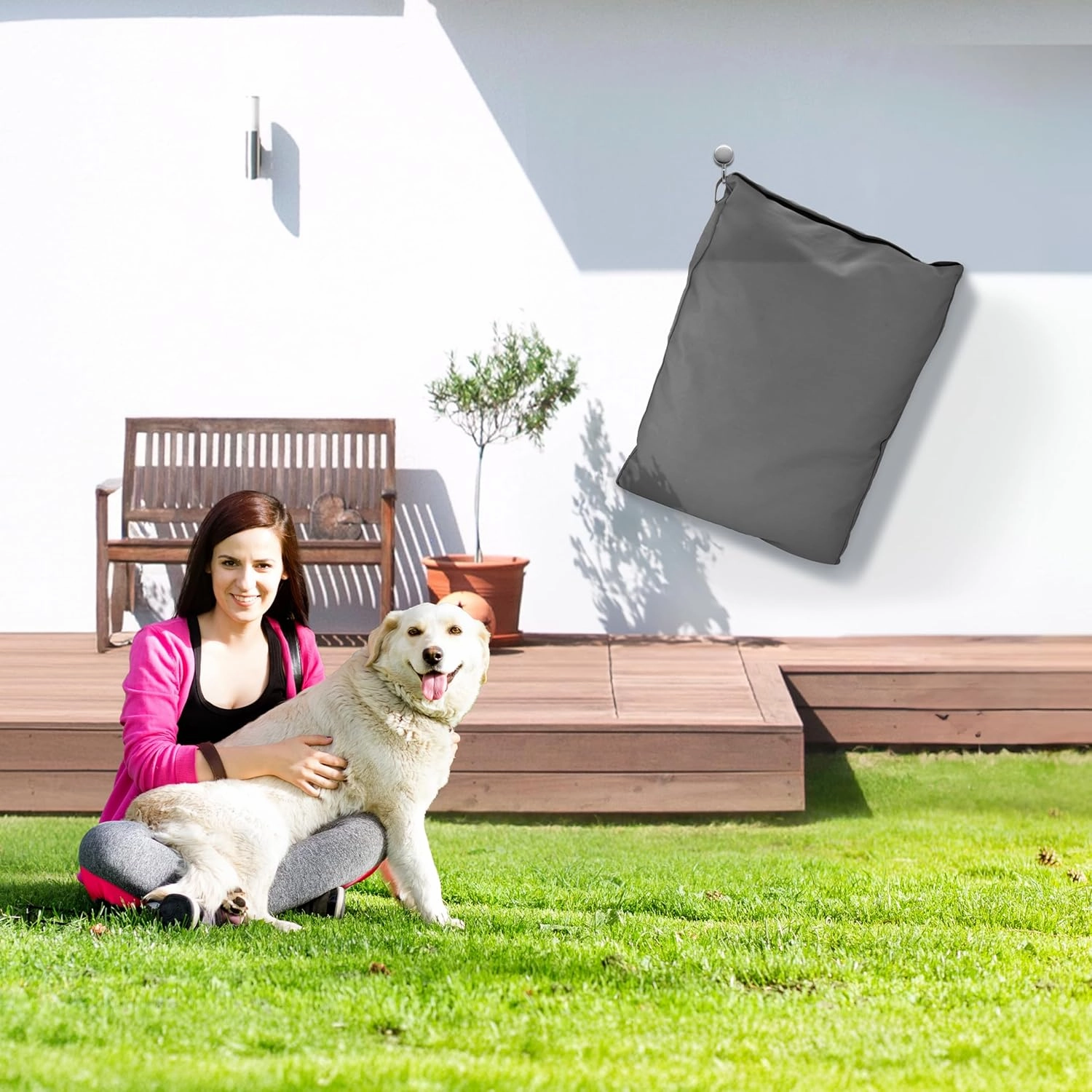 Sytopia 42-Inch Canvas Outdoor Dog Bed, Waterproof & Washable with Removable Cover, Ideal for Medium & Large Dogs – Chew-Proof Great for Indoor, Outdoor, Crate, or Patio Use (Dark Grey)