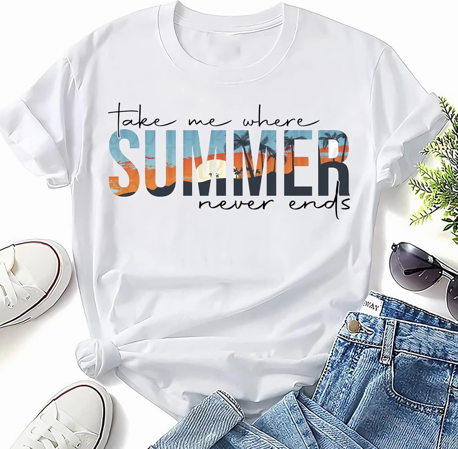 Take Me Where Summer Never Ends T-Shirt, Retro Summer Shirt, Summer Vibes Shirt, Love Summer Shirt, Summer Matching Shirt, Family Travel Shirt