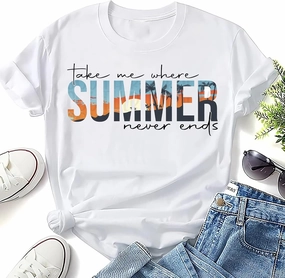Take Me Where Summer Never Ends T-Shirt, Retro Summer Shirt, Summer Vibes Shirt, Love Summer Shirt, Summer Matching Shirt, Family Travel Shirt