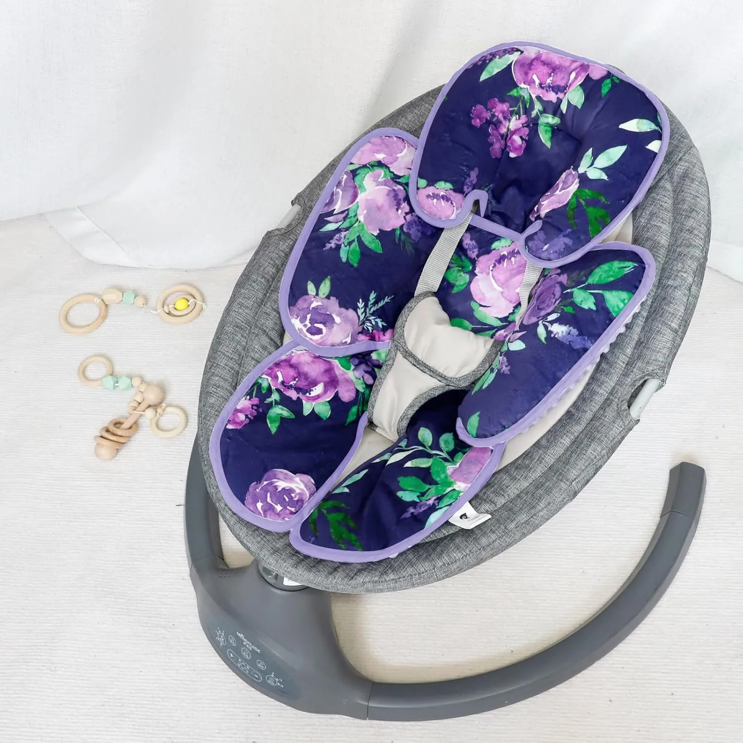 TANOFAR Carseat Head Support for Newborn, Soft Infant Car Seat Head Neck Body Support, Baby Car Seat Cushion Perfect for Car Seat, Stroller, Bouncer, 2-in-1 Reversible, Purple Floral