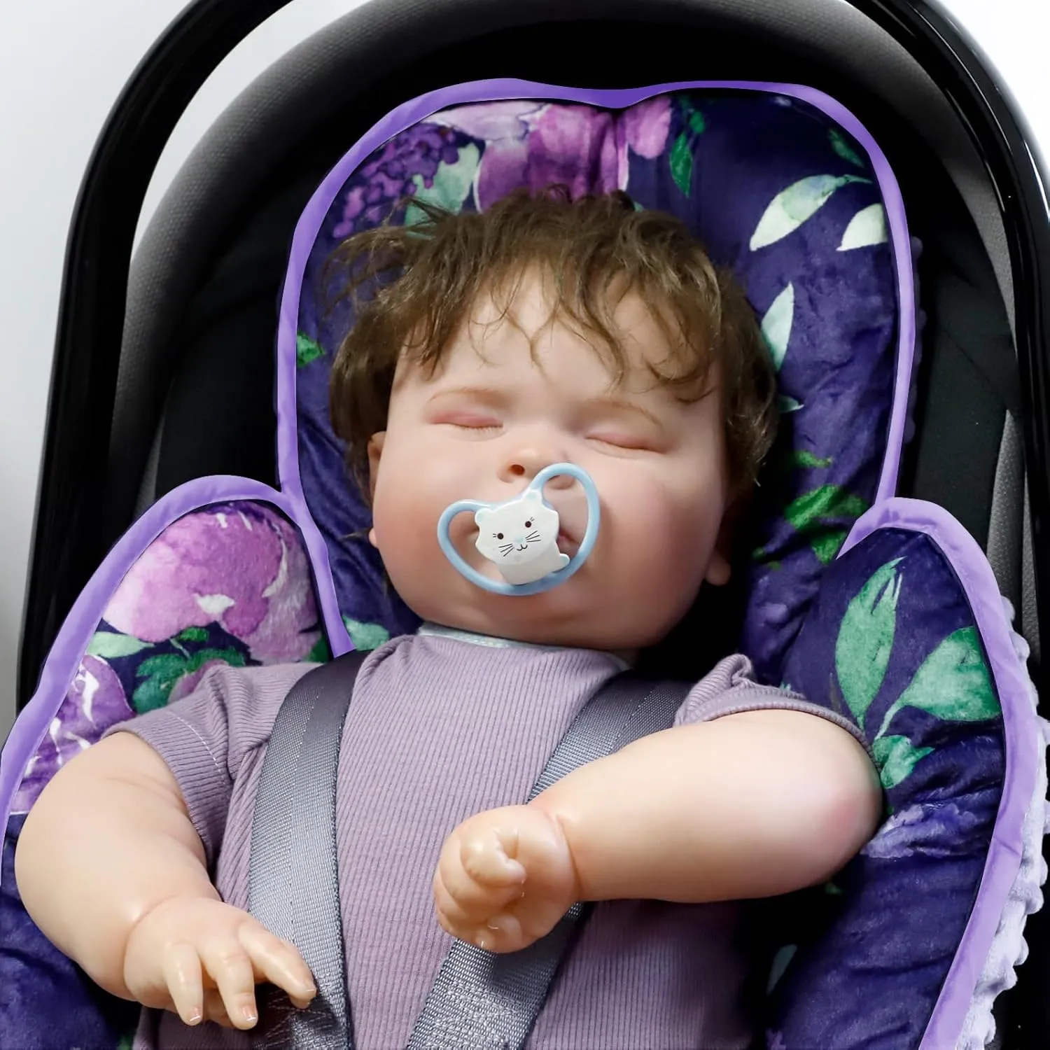 TANOFAR Carseat Head Support for Newborn, Soft Infant Car Seat Head Neck Body Support, Baby Car Seat Cushion Perfect for Car Seat, Stroller, Bouncer, 2-in-1 Reversible, Purple Floral