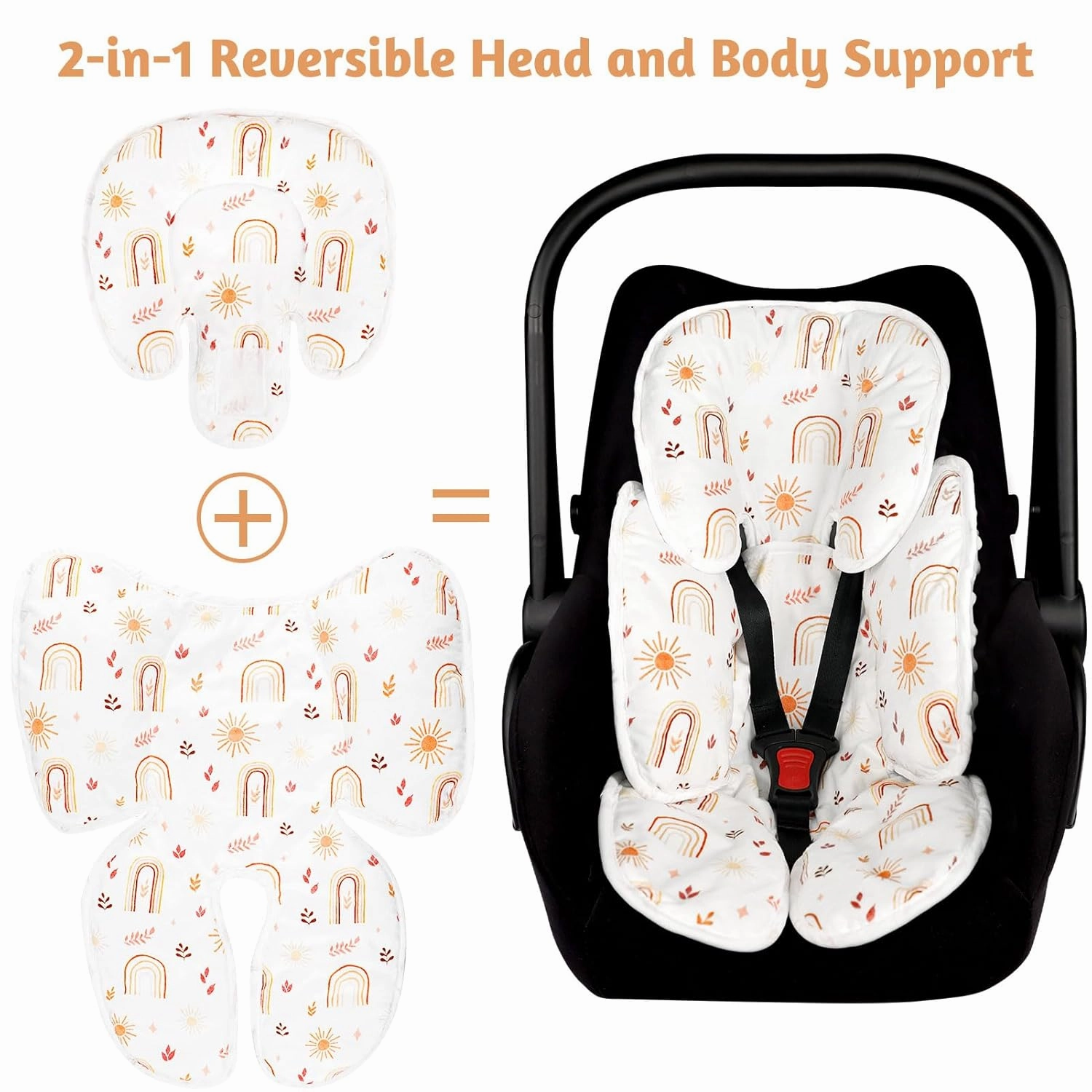 TANOFAR Infant Car Seat Head Support, Soft Baby Carseat Head & Body Support, Rainbow Baby Car Seat Insert Cushion for Newborn Boys