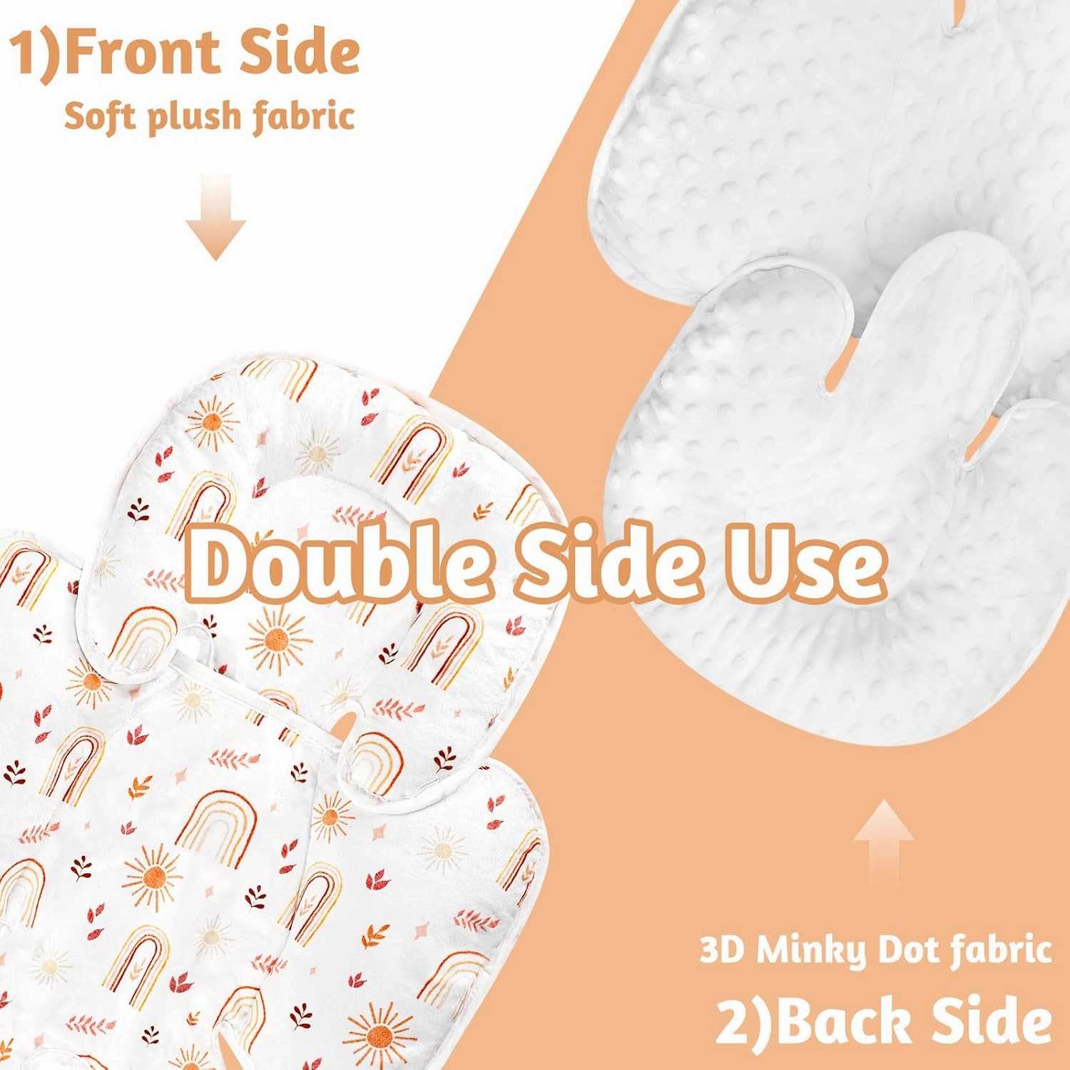 TANOFAR Infant Car Seat Head Support, Soft Baby Carseat Head & Body Support, Rainbow Baby Car Seat Insert Cushion for Newborn Boys