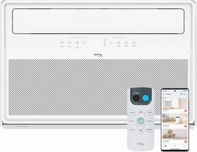 TCL H8W4KW 8,000 Q-Series Inverter AC, Ultra-Quiet 32dB Fan & 40dB, 38% Energy Saving, 3-Step Install, Open-able Window, Works with Smart Home Devices, Cools up to 350 Sq. Ft, 8000 BTU, Bright White