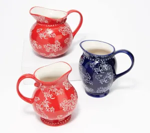 Temp-tations Floral Lace Set of 3 Mini Pitchers (Floral Lace Firework)