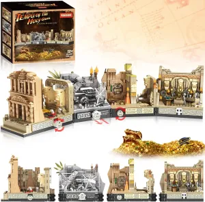 Temple Building Set for Adults, Temple of Golden Idol 5-in-1 Construction Building Toys, Classic Movie Scene Building Blocks for Adults & Teens, Collectible Present for Movie Fans (2388PCS)