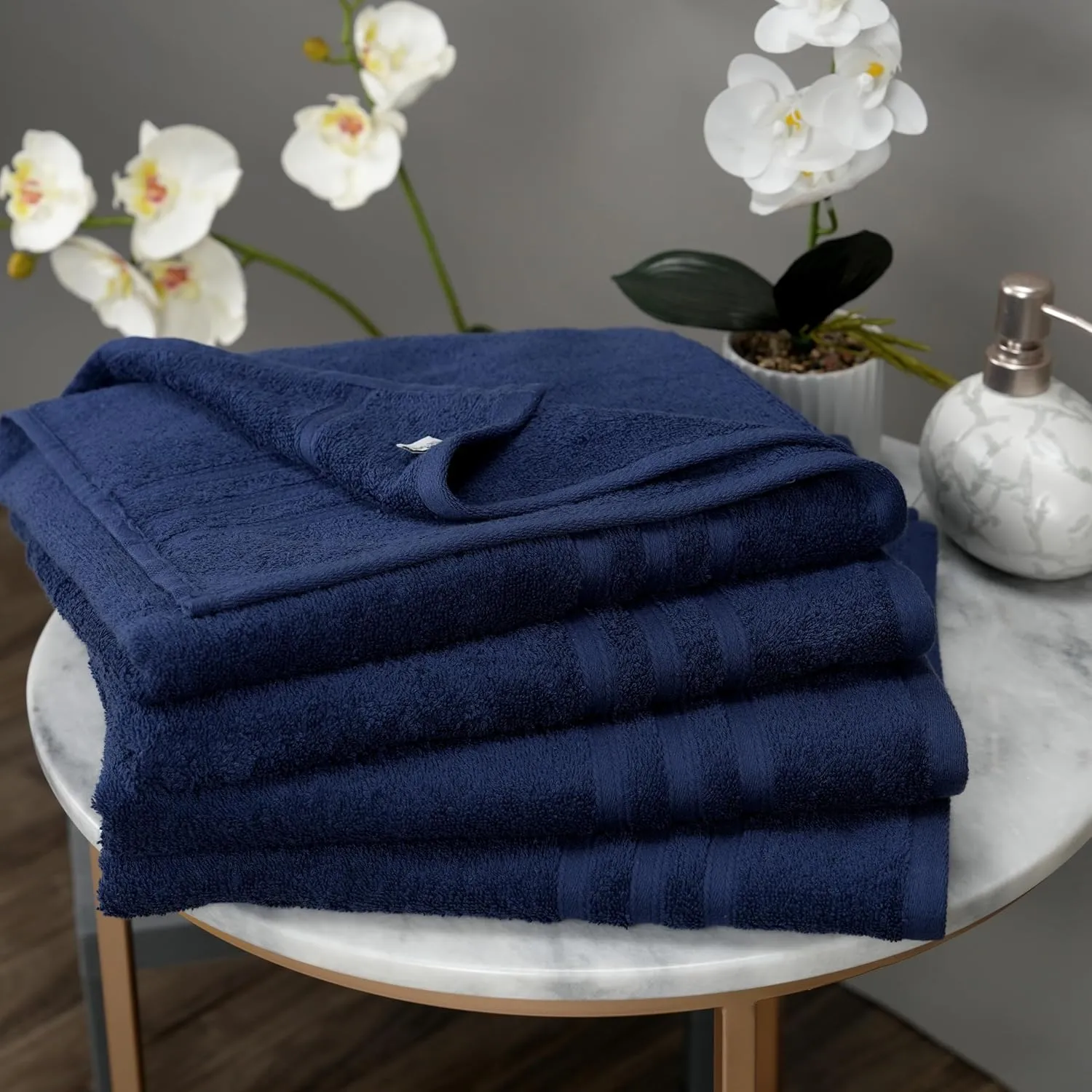 Tens Towels Pack of 4 Soft Bath Towels, 100% Cotton, 27 x 54 Inches, Lightweight & Quick-Dry, Ideal for Daily Bathroom Use, Practical & Comfortable, Navy