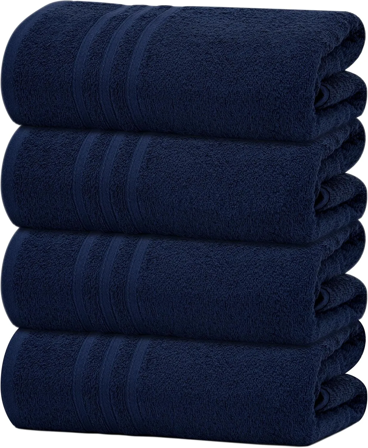Tens Towels Pack of 4 Soft Bath Towels, 100% Cotton, 27 x 54 Inches, Lightweight & Quick-Dry, Ideal for Daily Bathroom Use, Practical & Comfortable, Navy
