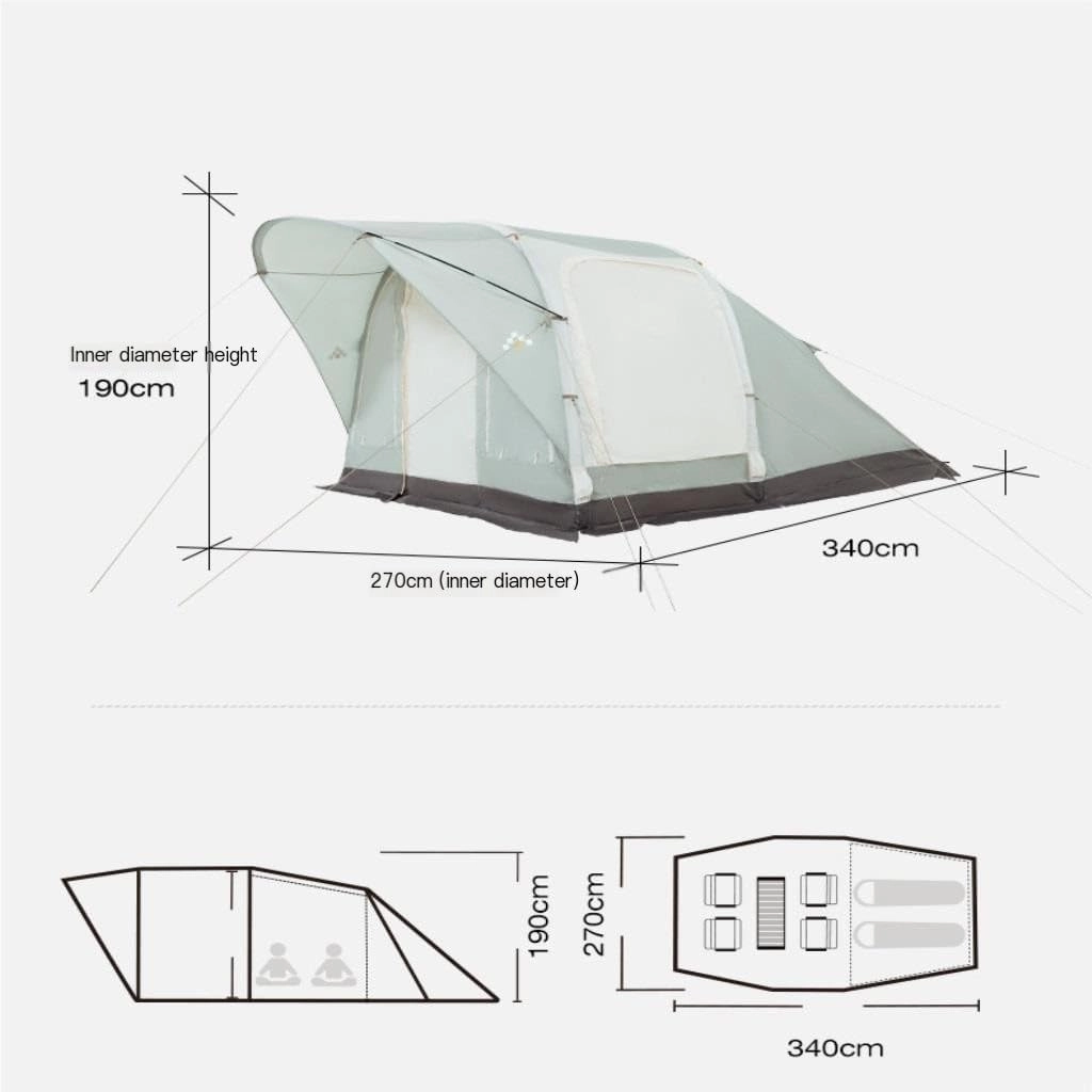 Tent Camping Tent 2 Rooms and 1 Living Room Inflatable Portable Foldable Rain-Proof Picnic Camping Essentials Outdoor Tent