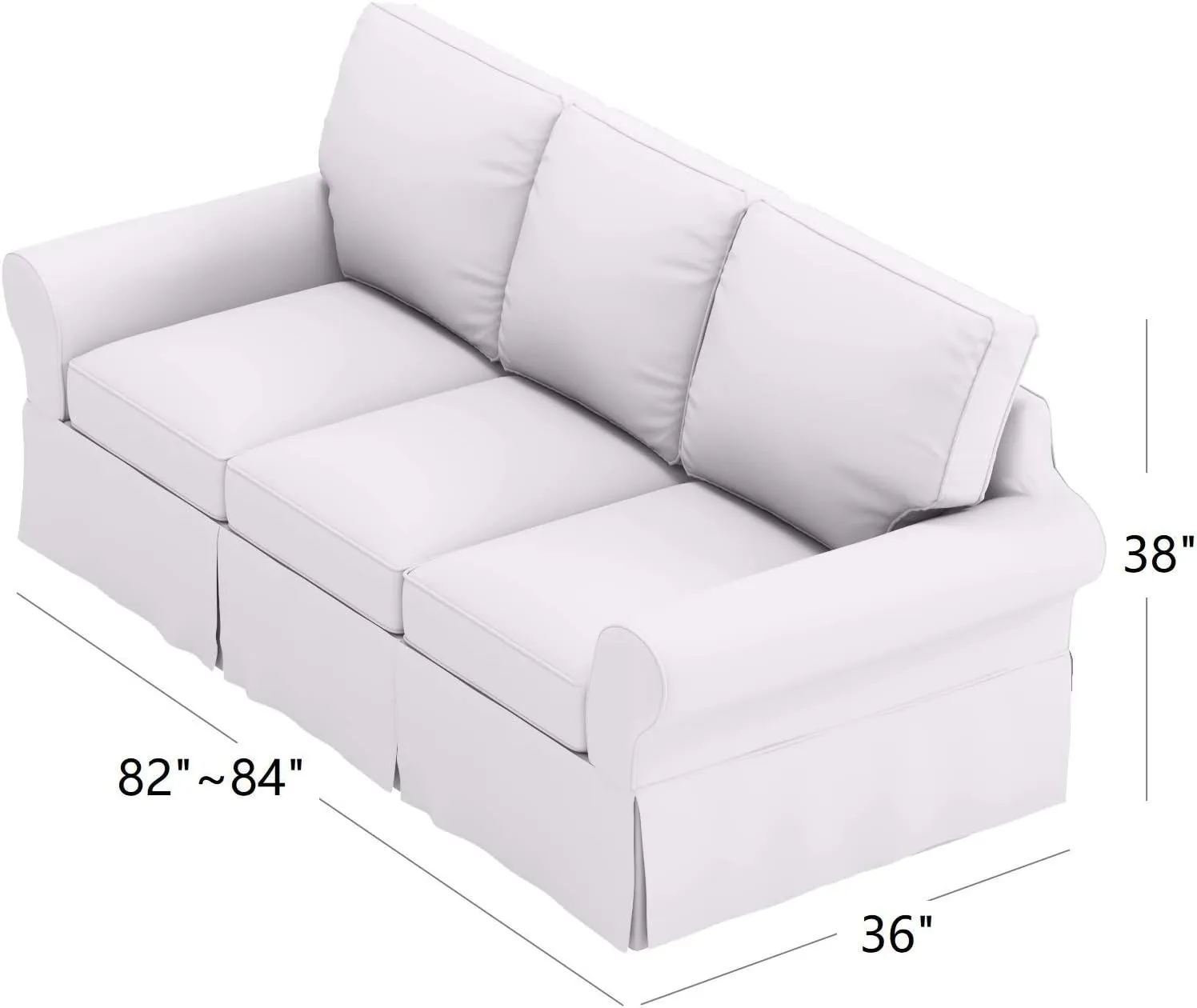 The Heavy Cotton Sofa Cover is 3 Seat Sofa Slipcover Replacement. It Fits Pottery Barn PB Basic Three Seat Sofa (Bright White Basic)