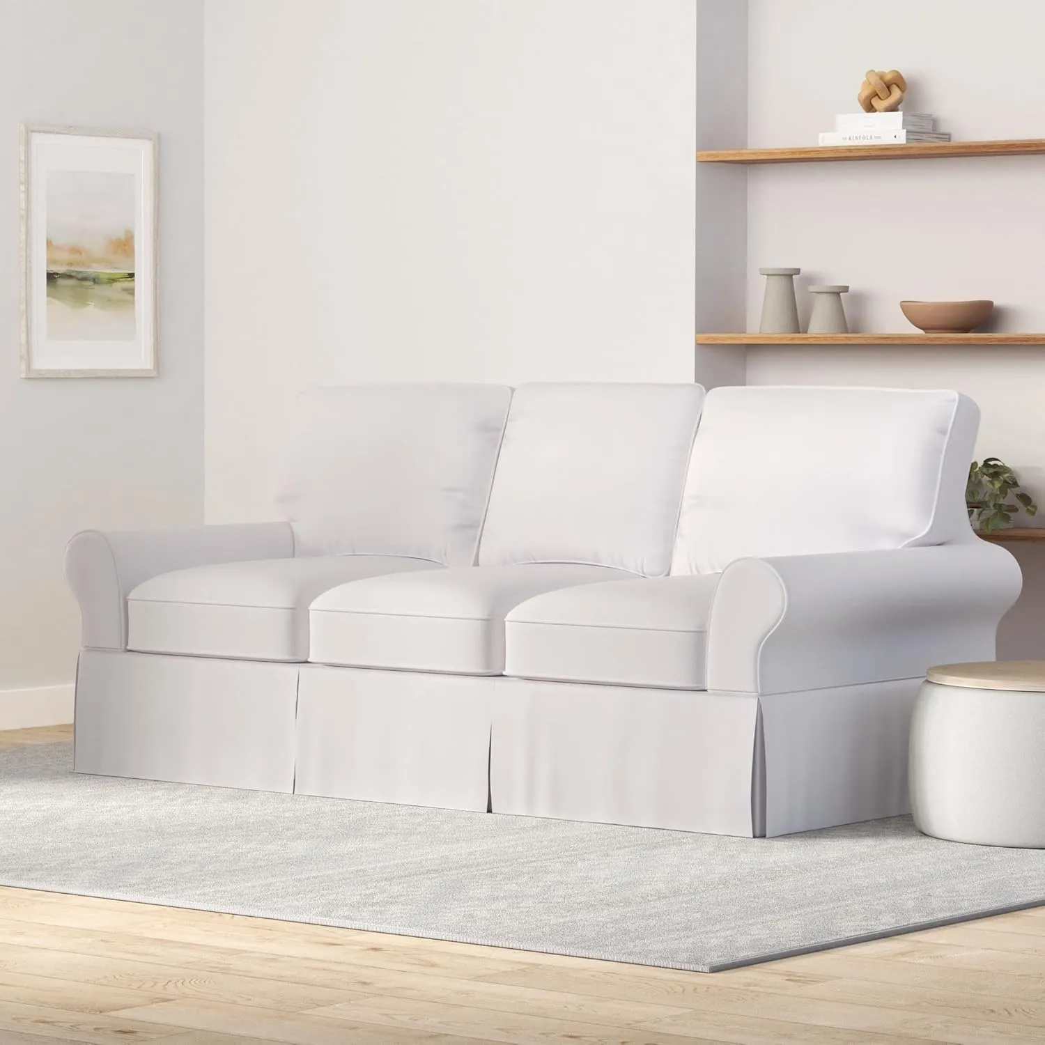 The Heavy Cotton Sofa Cover is 3 Seat Sofa Slipcover Replacement. It Fits Pottery Barn PB Basic Three Seat Sofa (Bright White Basic)