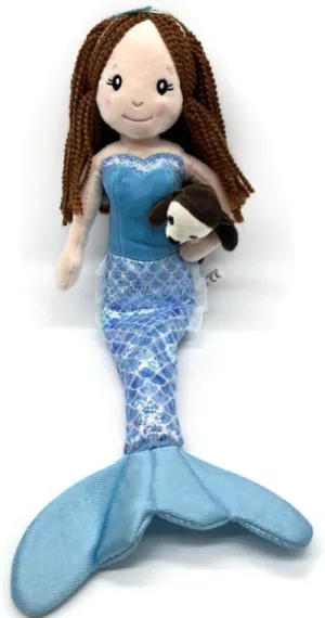 The Petting Zoo Mermaid Doll with Sea Otter Stuffed Animal- Great Gifts for Girls, Mermaid Plush Doll with Sea Otter Plush Toy, 17 inch (Red Hair)