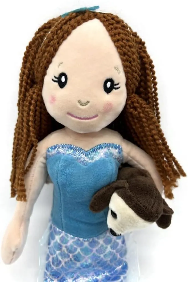 The Petting Zoo Mermaid Doll with Sea Otter Stuffed Animal- Great Gifts for Girls, Mermaid Plush Doll with Sea Otter Plush Toy, 17 inch (Red Hair)