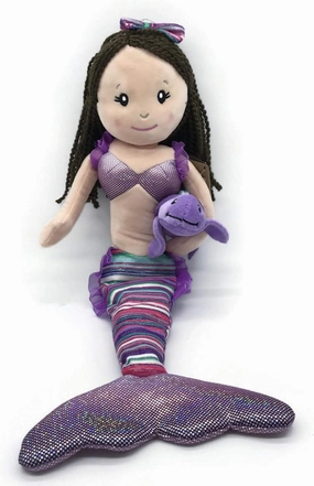The Petting Zoo Mermaid Doll with Sea Turtle Stuffed Animal- Great Gifts for Girls, Mermaid Plush Doll with Turtle Plush Toy, 17 inch (Brunette)