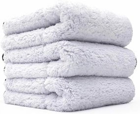 The Rag Company - Everest 1100 - Ultra Plush Korean 70/30 Blend, Professional Microfiber Detailing Towels, 1100gsm, 16in x 16in, White (3-Pack)