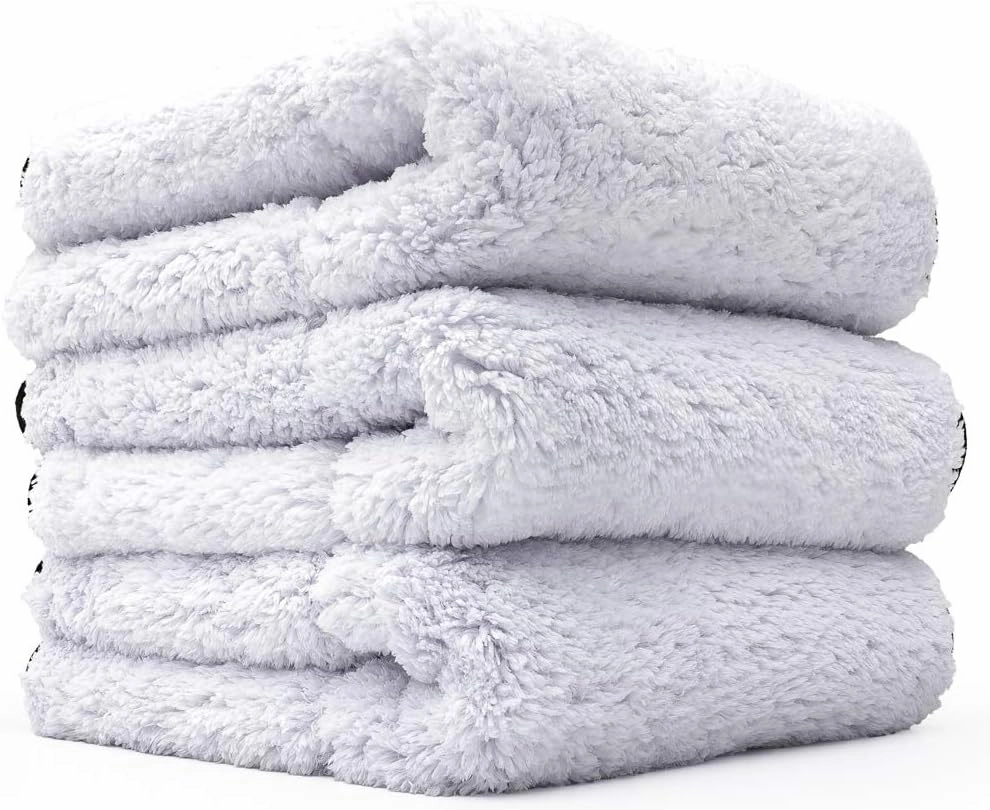 The Rag Company - Everest 1100 - Ultra Plush Korean 70/30 Blend, Professional Microfiber Detailing Towels, 1100gsm, 16in x 16in, White (3-Pack)
