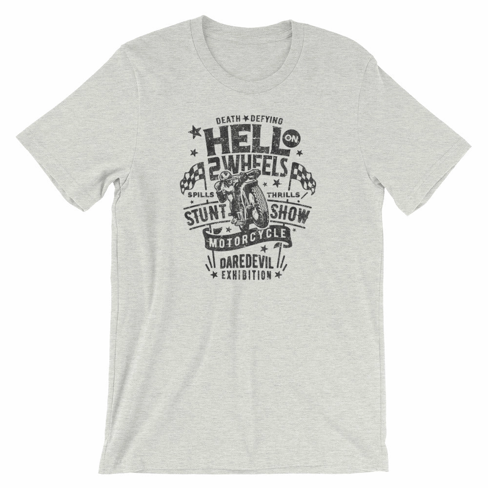 Thrills & Spills Hell on 2 Wheels" Short-Sleeve Unisex T-Shirt