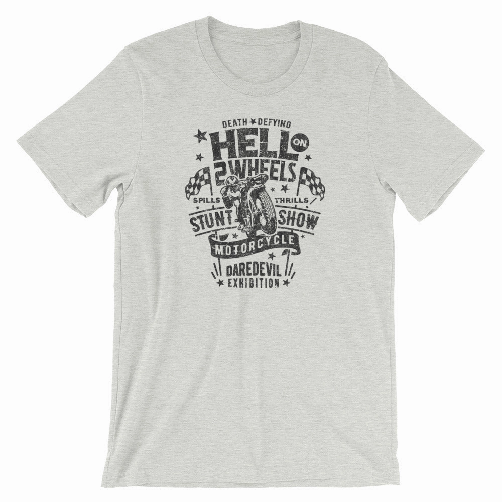 Thrills & Spills Hell on 2 Wheels" Short-Sleeve Unisex T-Shirt