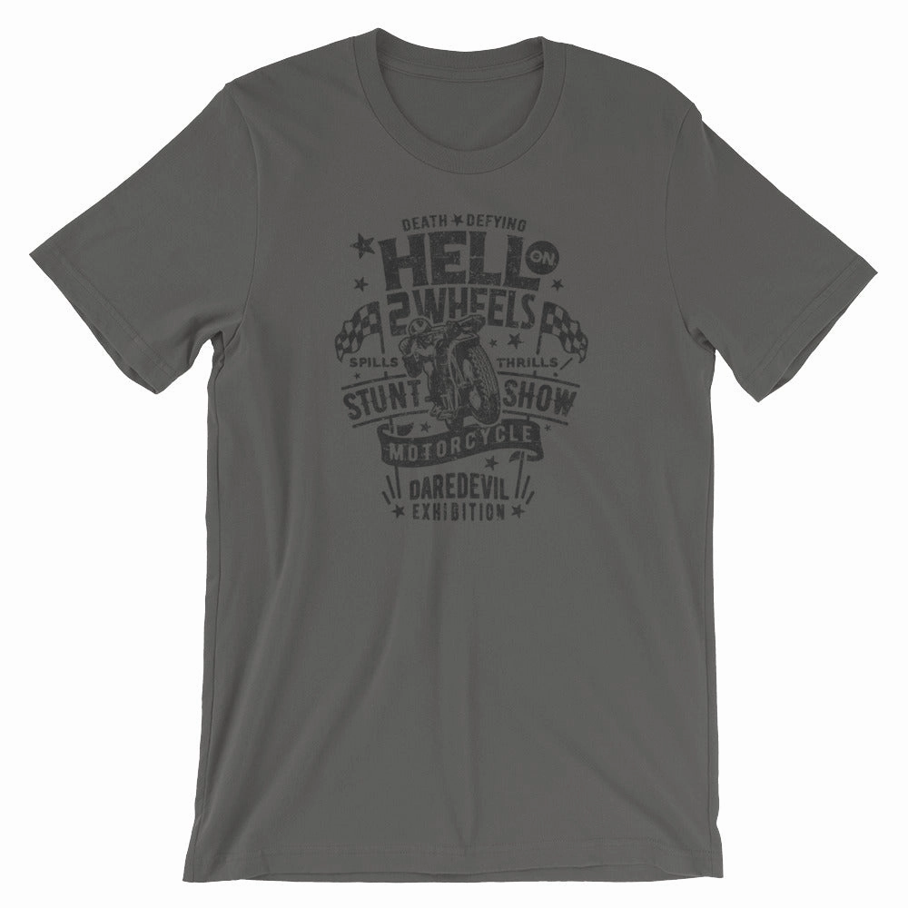 Thrills & Spills Hell on 2 Wheels" Short-Sleeve Unisex T-Shirt