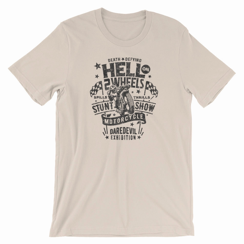 Thrills & Spills Hell on 2 Wheels" Short-Sleeve Unisex T-Shirt