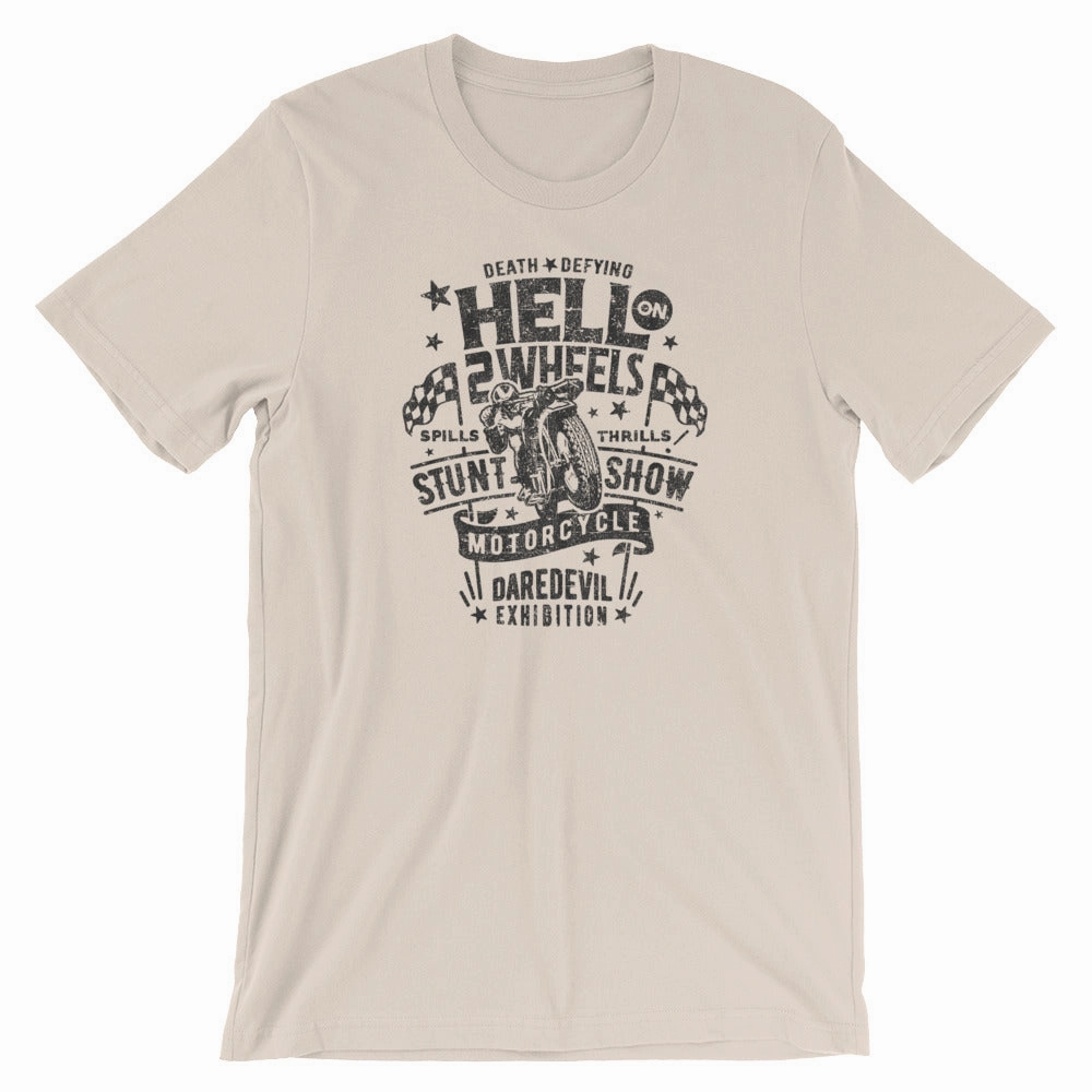 Thrills & Spills Hell on 2 Wheels" Short-Sleeve Unisex T-Shirt